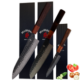 MinShitsu Premium Grey Mountain 3 Knivers Sett Kokekniv Santoku og Forbruk