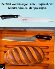 Minshitsu Piranha Brødkniv med valgfritt spesialdesignet skjærebrett