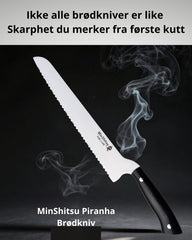 Minshitsu Piranha Brødkniv med valgfritt spesialdesignet skjærebrett