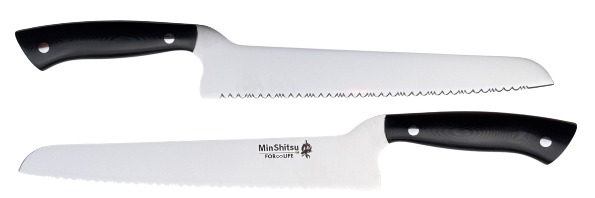 Minshitsu Piranha Brødkniv med valgfritt spesialdesignet skjærebrett