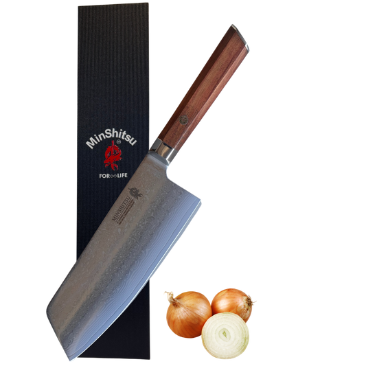 MinShitsu Premium Brown Wave Cleaver Kniv