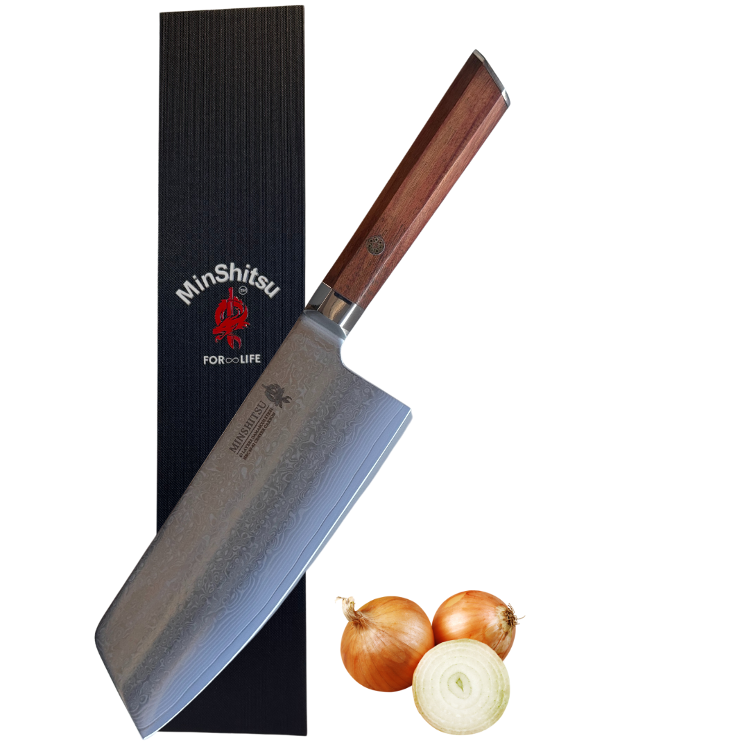 MinShitsu Premium Brown Wave Cleaver Kniv