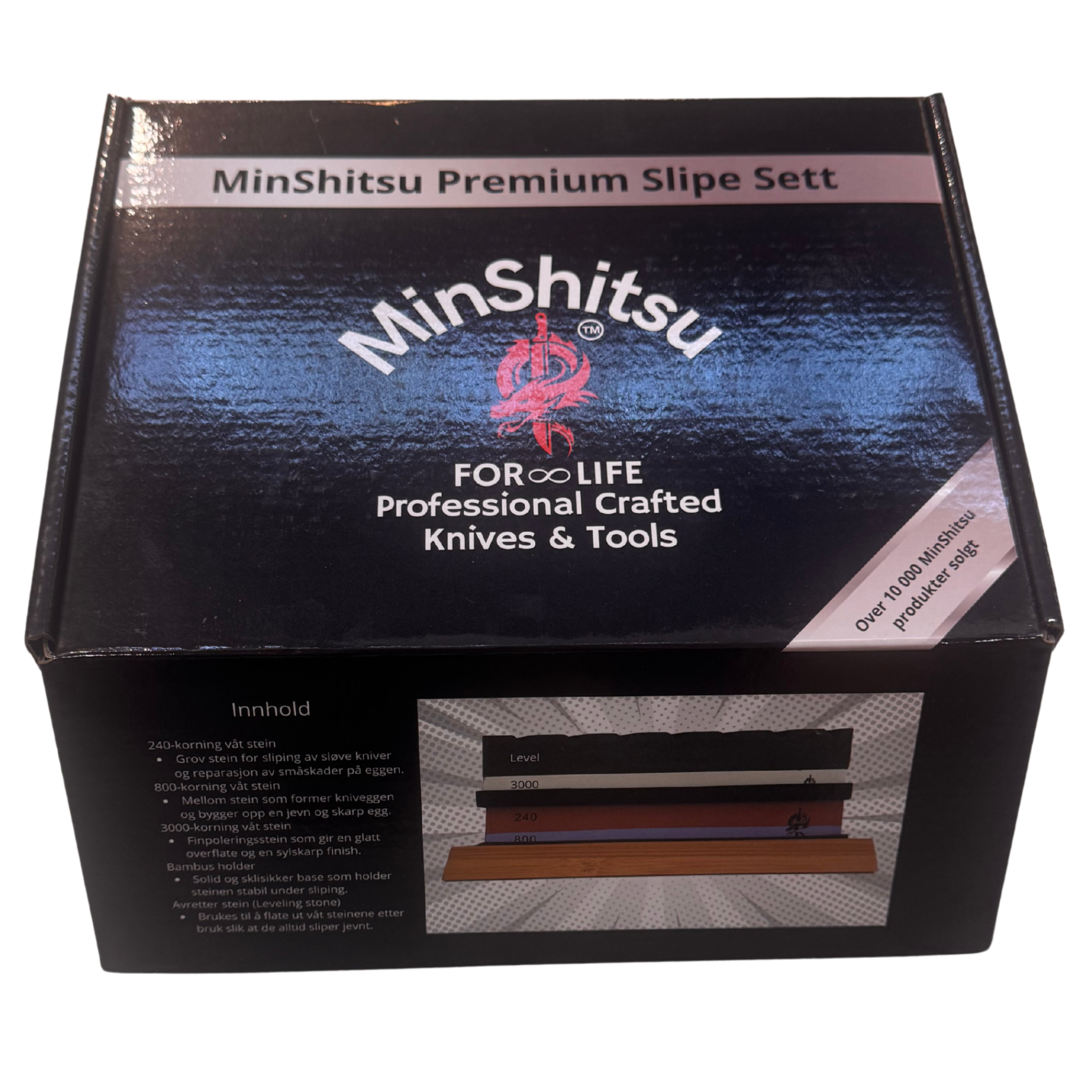 Slipe MinShitsu Premium Slipe Sett – 3 Korninger (240/800/3000) + Level og B