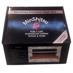 MinShitsu Premium Slipe Sett – 3 Korninger (240/800/3000) + Level og Bambus holder)