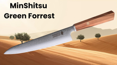 MinShitsu Premium Green Forrest 3 kniver sett Kokke Kniv, Santoku og forbruks kniv