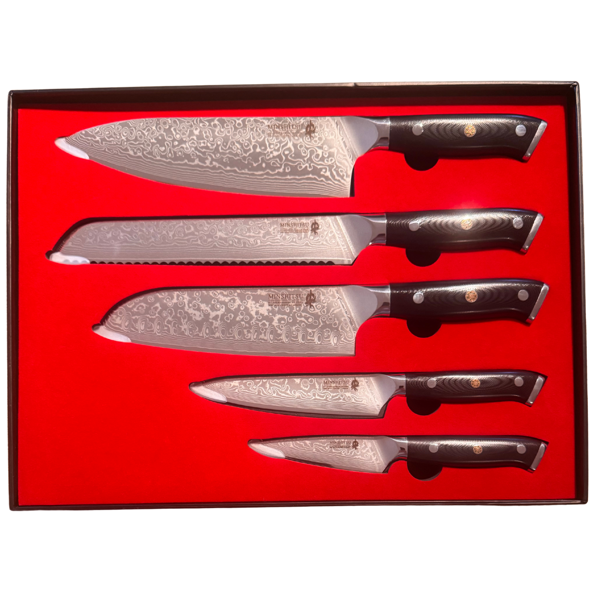 Tilbud MinShitsu Premium Black Sand Knivsett 5 kniver - Alt du trenger