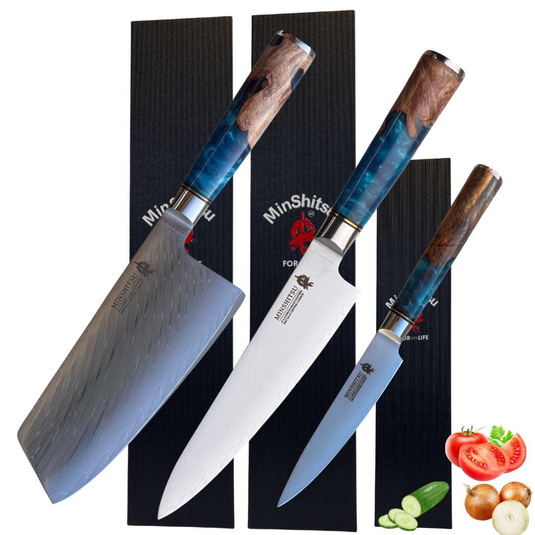 MinShitsu Premium Blue Ocean 3-Knivers Sett