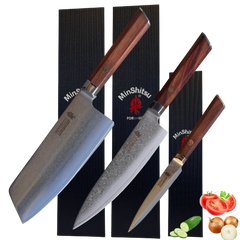 MinShitsu Premium Brown Wave 3-Kniv Sett