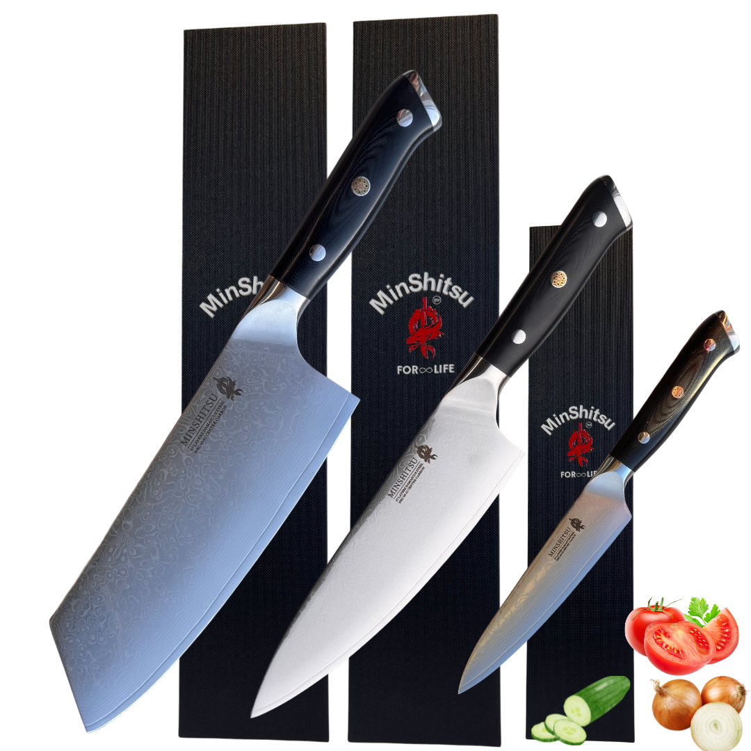 MinShitsu Premium Black Sand Knivsett 3 kniver