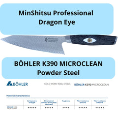 MinShitsu Dragon Eye Kokkekniv 145-Lag Damascus