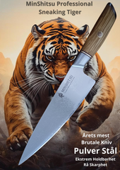 TILBUD MinShitsu Professional Sneaking Tiger SETT 3 kniver 73-Lags Damascus