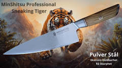 TILBUD MinShitsu Professional Sneaking Tiger SETT 3 kniver 73-Lags Damascus